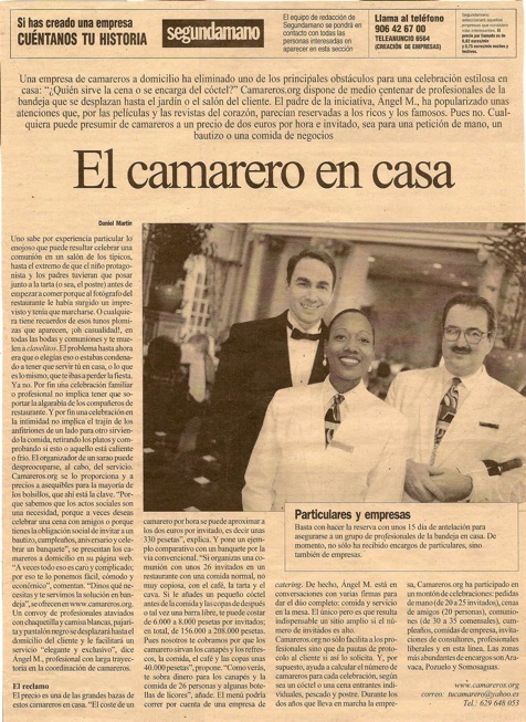 Recorte de prensa: El camarero en casa