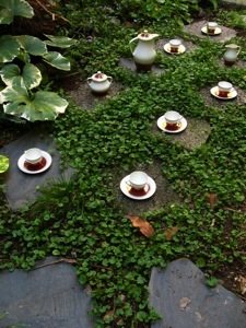 Servicio de té en jardín